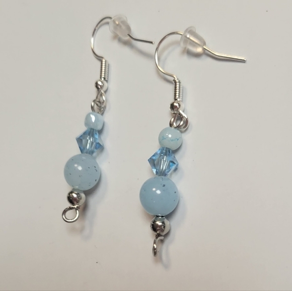 Glass bead hook drop pierced earrings - Picture 2 of 4